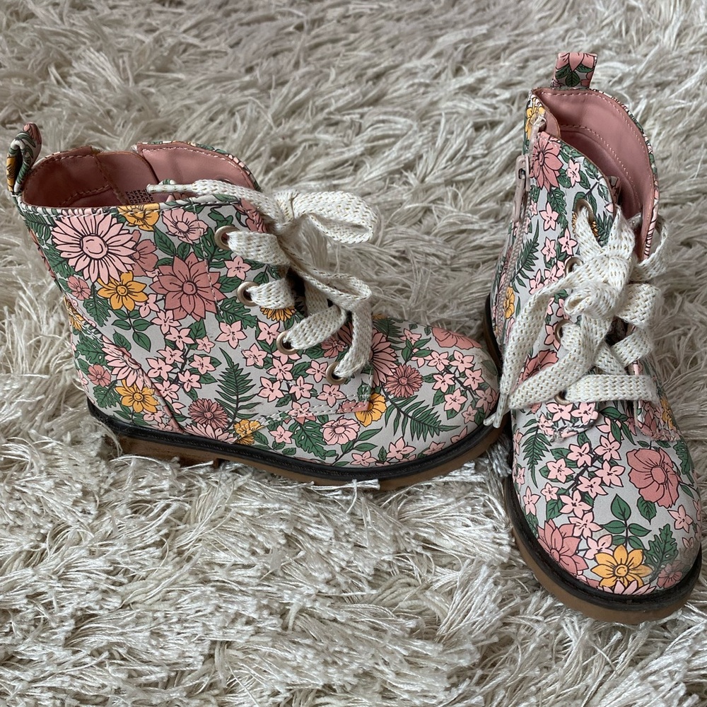 Floral Combat Boots